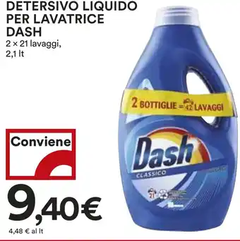 Coop DETERSIVO LIQUIDO PER LAVATRICE DASH 2 x 21 lavaggi, 2,1 lt offerta