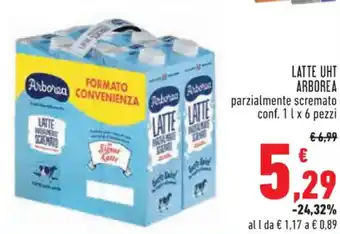 Conad Superstore LATTE UHT ARBOREA parzialmente scremato conf. 1 l x 6 pezzi offerta