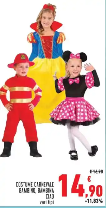 Conad Superstore COSTUME CARNEVALE BAMBINO, BAMBINA CORIANDOLI CIAO 200 g offerta