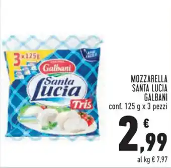 Conad Superstore MOZZARELLA SANTA LUCIA GALBANI conf. 125 g x 3 pezzi offerta
