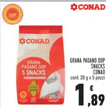 Conad Superstore GRANA PADANO DOP SNACKS CONAD conf. 20 g x 5 pezzi offerta