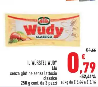 Conad Superstore IL WÜRSTEL WUDY AIA 250 g conf. da 3 pezzi offerta