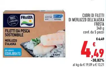 Conad Superstore CUORI DI FILETTI DI MERLUZZO DELL'ALASKA FROSTA 340 g offerta