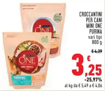 Conad Superstore CROCCANTINI PER CANI MINI ONE PURINA vari tipi 800 g offerta