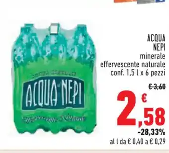 Conad Superstore ACQUA NEPI minerale effervescente naturale conf. 1,5 l x 6 pezzi offerta
