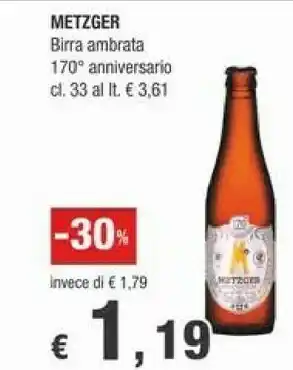 Crai Metzger Birra Ambrata 170 Anniversario offerta