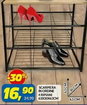 Risparmio Casa Scarpiera In Ordine 4 Ripiani 63x30x63cm offerta