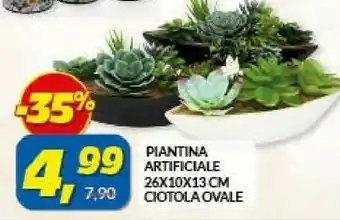 Risparmio Casa Piantina Artificiale 26x10x13 Cm Ciotola Ovale offerta