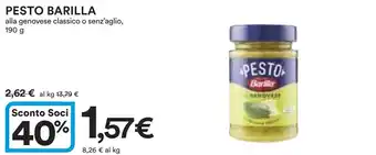 Ipercoop PESTO BARILLA alla genovese classico o senz'aglio, 190 g offerta