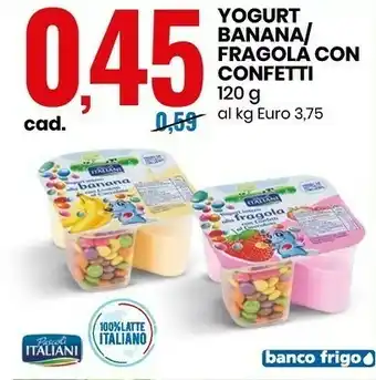 Eurospin Pascoli Italiani Yogurt Banana/ Fragola Con Confetti 120 G offerta