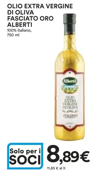 Ipercoop OLIO EXTRA VERGINE DI OLIVA FASCIATO ORO ALBERTI 100% italiano, 750 ml offerta