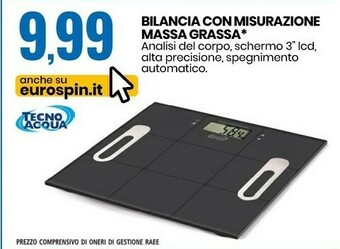 Eurospin Tecno Acqua Bilancia Con Misurazione Mass Grassa offerta