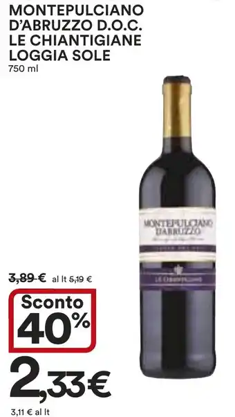Ipercoop MONTEPULCIANO D'ABRUZZO D.O.C. LE CHIANTIGIANE LOGGIA SOLE 750 ml offerta