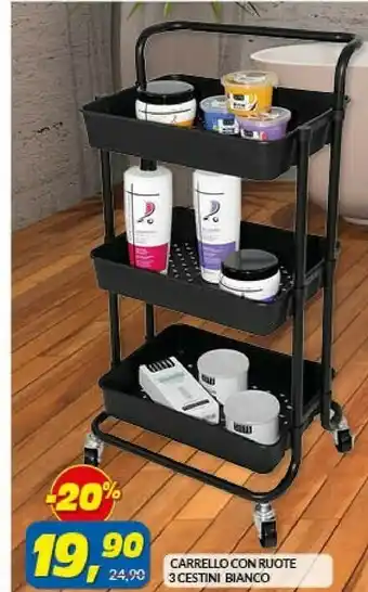 Risparmio Casa Carrello Con Ruote 3cestini Bianco offerta