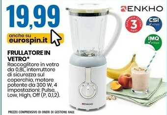 Eurospin Enkho Frullatore In Vetro offerta