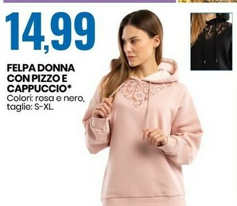 Felpa Donna Con Pizzo E Cappuzzio