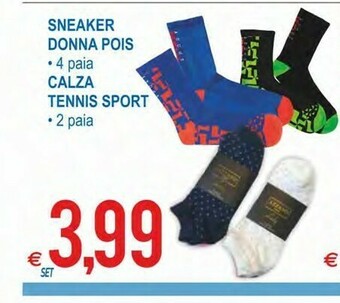 MD Discount Sneaker Donna Pois/ Calza Tennis Sport offerta