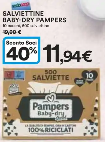 Ipercoop SALVIETTINE BABY-DRY PAMPERS 10 pacchi, 500 salviettine offerta