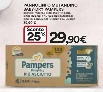 Ipercoop PANNOLINI O MUTANDINO BABY-DRY PAMPERS offerta
