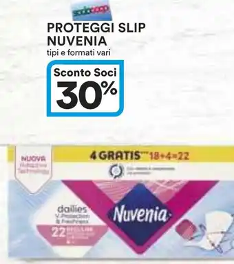 Ipercoop PROTEGGI SLIP NUVENIA tipi e formati vari offerta