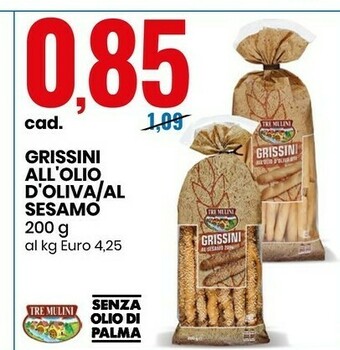 Tre Mulini Grissini All'olio D'oliva/al Sesamo