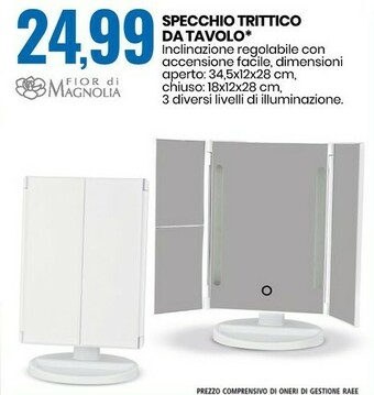 Eurospin Fior Di Magnolia Specchio Trittico Da Tavolo offerta