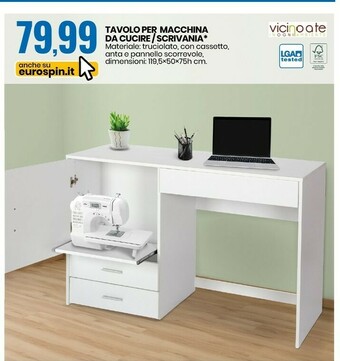 Eurospin Vicinoate Tavolo Per Macchina Da Cucire / Scrivania offerta