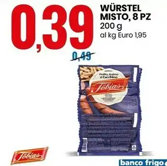 Eurospin Tobias Wurstel Misto, 8 Pz 200 G offerta