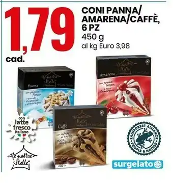 Eurospin Le Nostre Stelle Coni Panna / Amarena / Caffe, 6 Pz 450 G offerta
