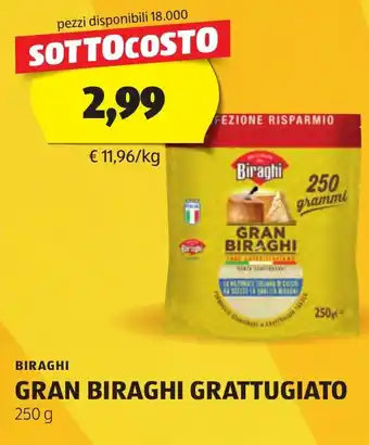 ALDI BIRAGHI GRAN BIRAGHI GRATTUGIATO 250 g offerta