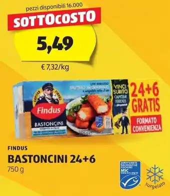 ALDI FINDUS BASTONCINI 24+6 750 g offerta