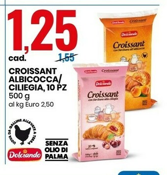 Eurospin Dolciando Croissant Albicocca/ Ciliegia, 10 Pz offerta