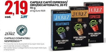 Eurospin Tre Mulini Capsule Caffe Espresso Oro/Decaffeinato offerta