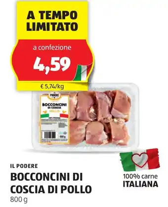ALDI IL PODERE BOCCONCINI DI COSCIA DI POLLO 800 g offerta