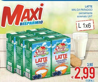 MD Discount Malga Paradiso Latte Parzialmente Scremato UHT A Lunga Conservazione 1000 G(ml) offerta