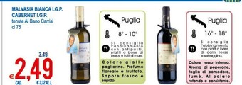 MD Discount Tenute Al Bano Carrisi Malvasia Bianca IGP/ Cabernet IGP offerta