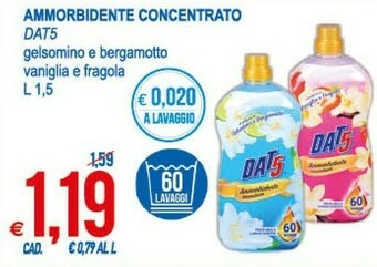 Dat5 Ammorbidente Concentrato Gelsomino E Brgamotto/ Vaniglia E Fragola