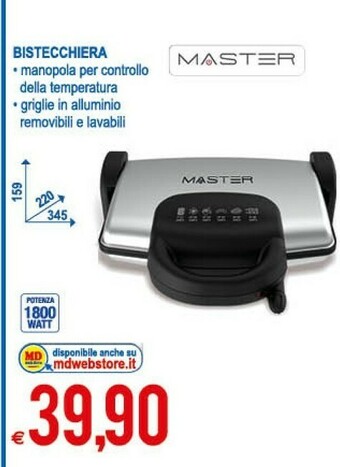 MD Discount Master Bistecchiera 1800 W offerta