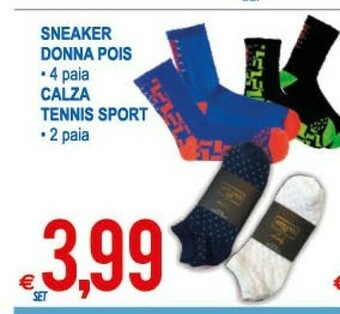 MD Discount Sneaker Donna Pois/ Calza Tennis Sport offerta