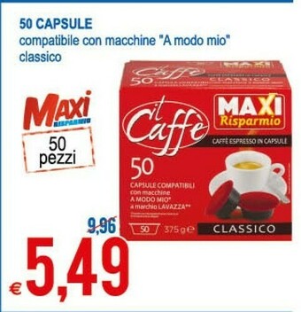 MD Discount Il Caffe 50 Capsule Compatibile Con Macchine " A Modo Mio" Classico offerta