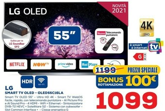 Euronics LG OLED55C16LA TV 139,7 Cm (55") 4K Ultra HD Smart TV Wi-Fi Bianco offerta