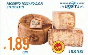 MD Discount Formaggi Della Famiglia Busti Pecorino Toscano DOP Stagionato offerta