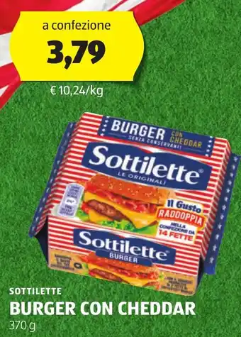 ALDI SOTTILETTE BURGER CON CHEDDAR 370 g offerta