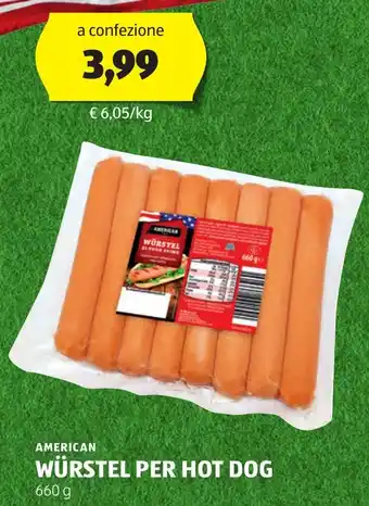 ALDI AMERICAN WÜRSTEL PER HOT DOG 660 g offerta
