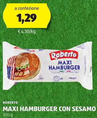 ALDI ROBERTO MAXI HAMBURGER CON SESAMO 300 g offerta