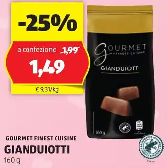 ALDI GOURMET FINEST CUISINE GIANDUIOTTI 160 g offerta