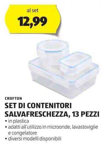 ALDI CROFTON SET DI CONTENITORI SALVAFRESCHEZZA, 13 PEZZI offerta