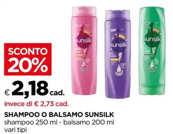 SHAMPOO O BALSAMO SUNSILK shampoo 250 ml - balsamo 200 ml vari tipi