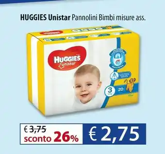 Acqua & Sapone Huggies Unistar Pannolini Bimbi Misure offerta