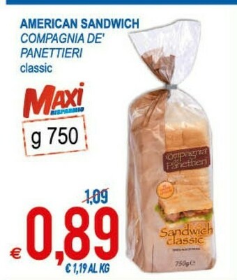 MD Discount Compagnia De' Panettieri - American Sandwich Classic 750 G(ml) offerta